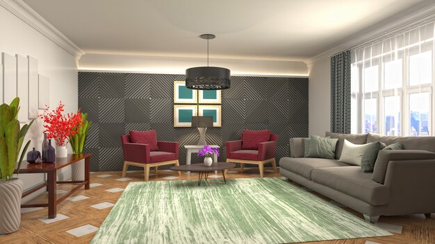 Illustration of the living room interior