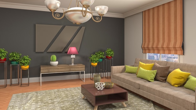 Illustration of the living room interior