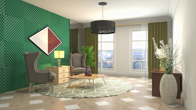 Illustration of the living room interior