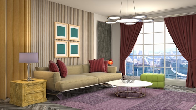 Illustration of the living room interior