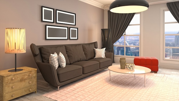 Illustration of the living room interior