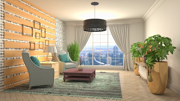 Illustration of the living room interior