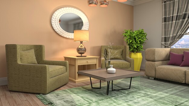 Illustration of the living room interior