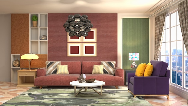 Illustration of the living room interior