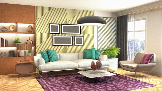 Illustration of the living room interior