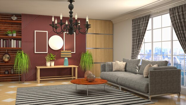 Illustration of the living room interior