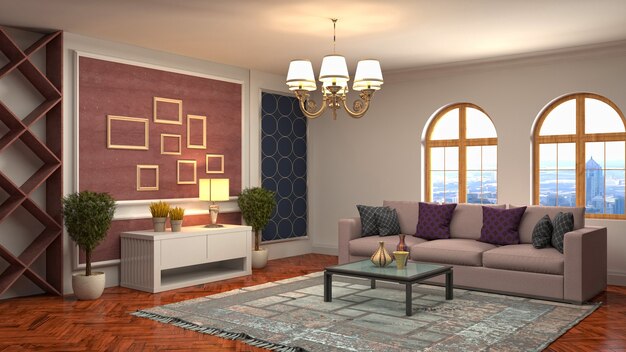 Illustration of the living room interior