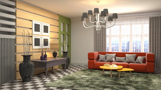 Illustration of the living room interior