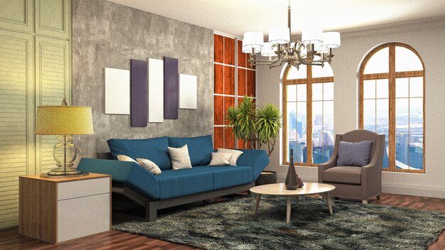 Illustration of the living room interior