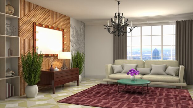 Illustration of the living room interior