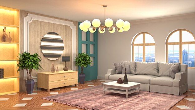 Illustration of the living room interior