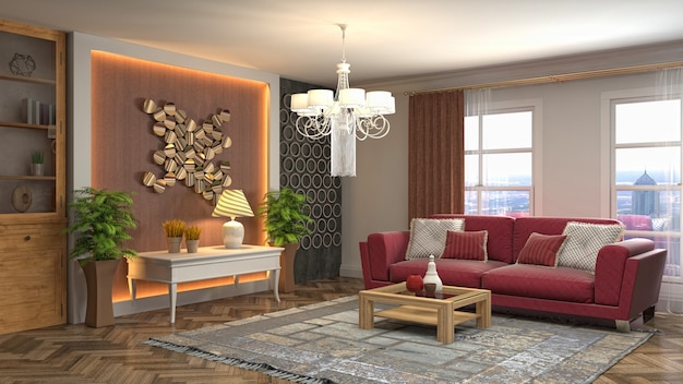 Illustration of the living room interior