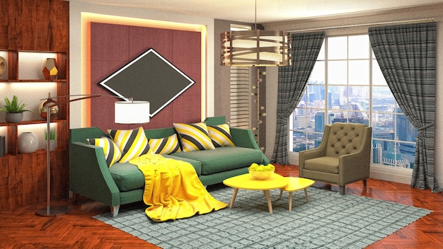 Illustration of the living room interior