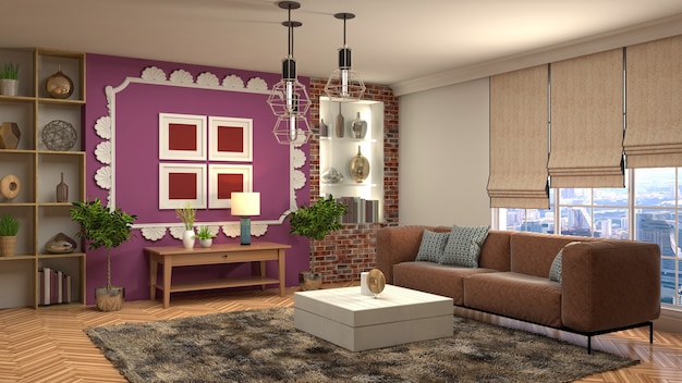 Illustration of the living room interior