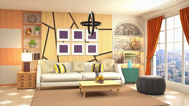 Illustration of the living room interior