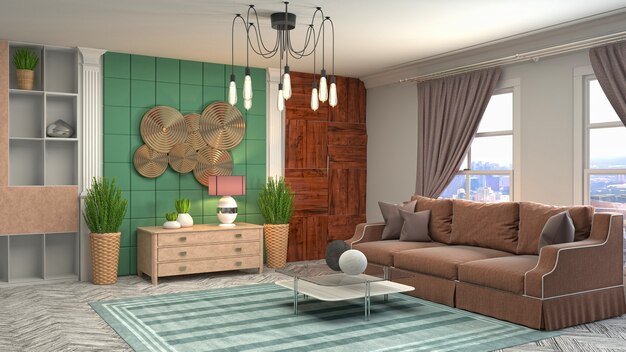 Illustration of the living room interior