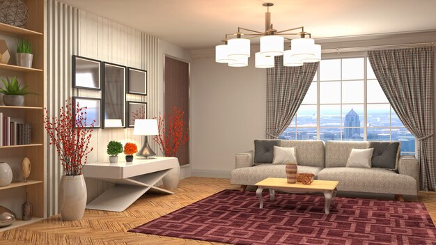 Illustration of the living room interior