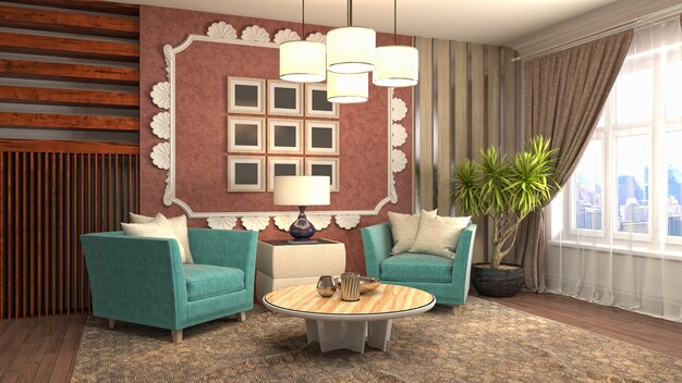 Illustration of the living room interior