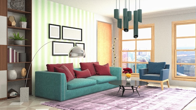 Illustration of the living room interior