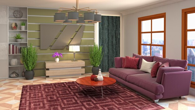 Illustration of the living room interior