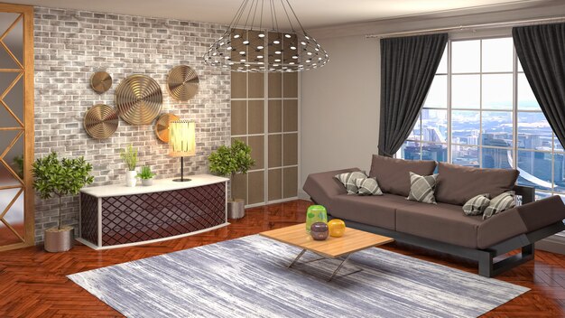 Illustration of the living room interior