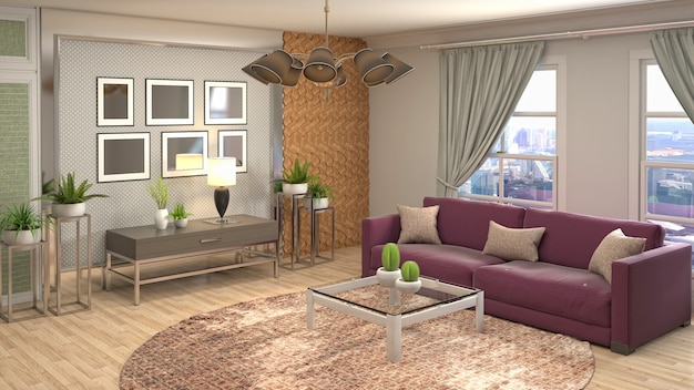 Illustration of the living room interior