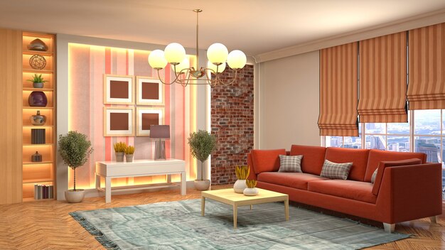 Illustration of the living room interior