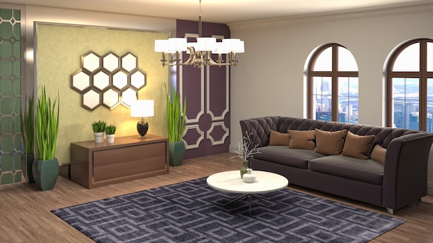 Illustration of the living room interior