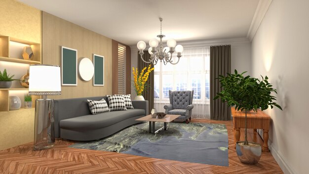 Illustration of the living room interior