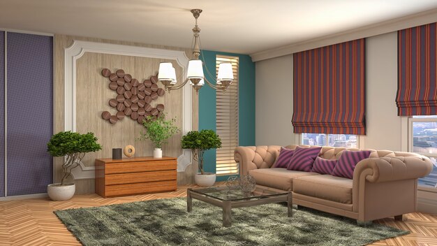 Illustration of the living room interior