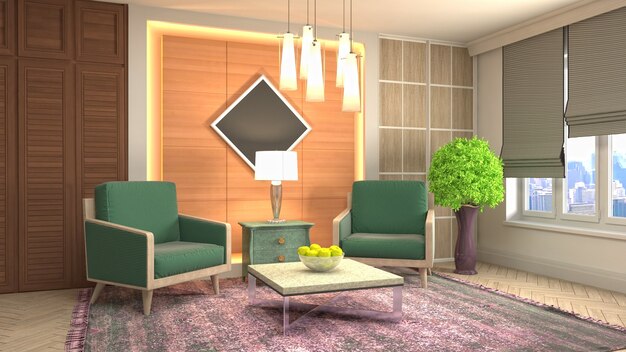 Illustration of the living room interior