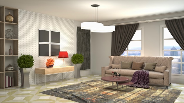 Illustration of the living room interior