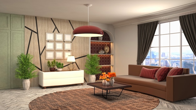 Illustration of the living room interior