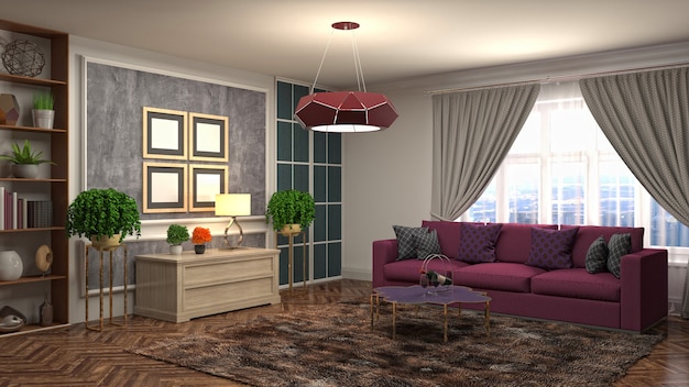 Illustration of the living room interior