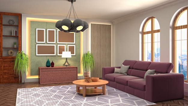 Illustration of the living room interior