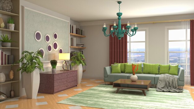 Illustration of the living room interior