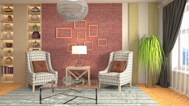 Illustration of the living room interior