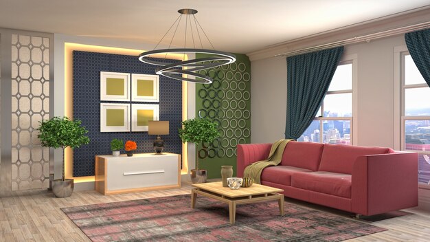 Illustration of the living room interior