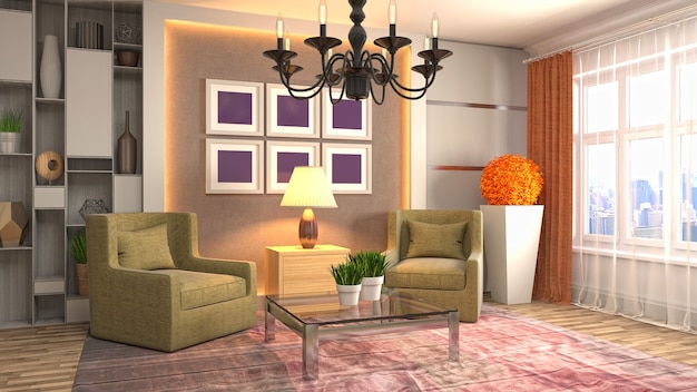 Illustration of the living room interior