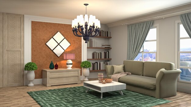 Illustration of the living room interior