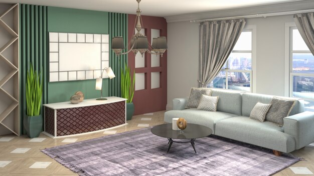 Illustration of the living room interior