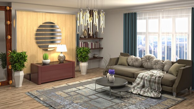 Illustration of the living room interior