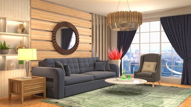 Illustration of the living room interior