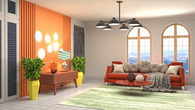 Illustration of the living room interior