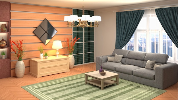 Illustration of the living room interior