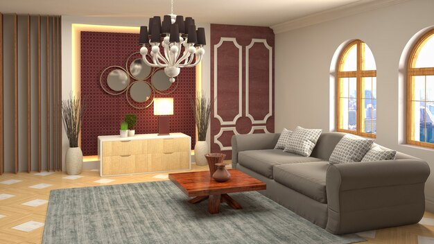 Illustration of the living room interior