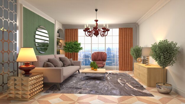 Illustration of the living room interior