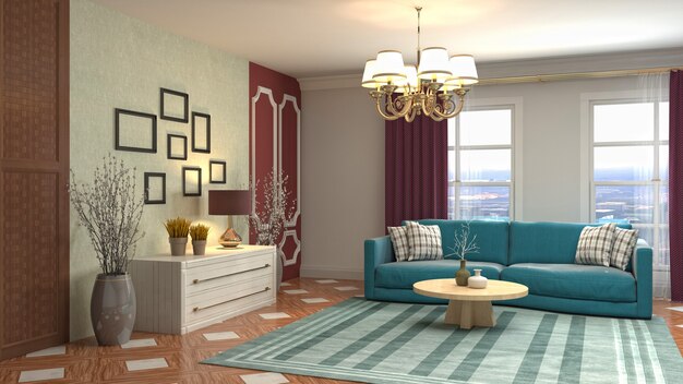 Illustration of the living room interior