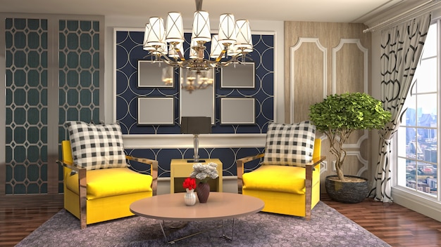 Illustration of the living room interior