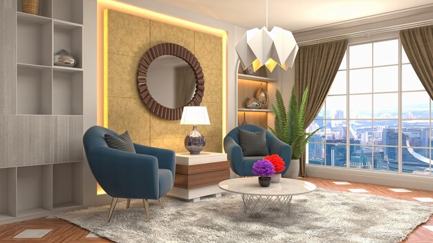 Illustration of the living room interior